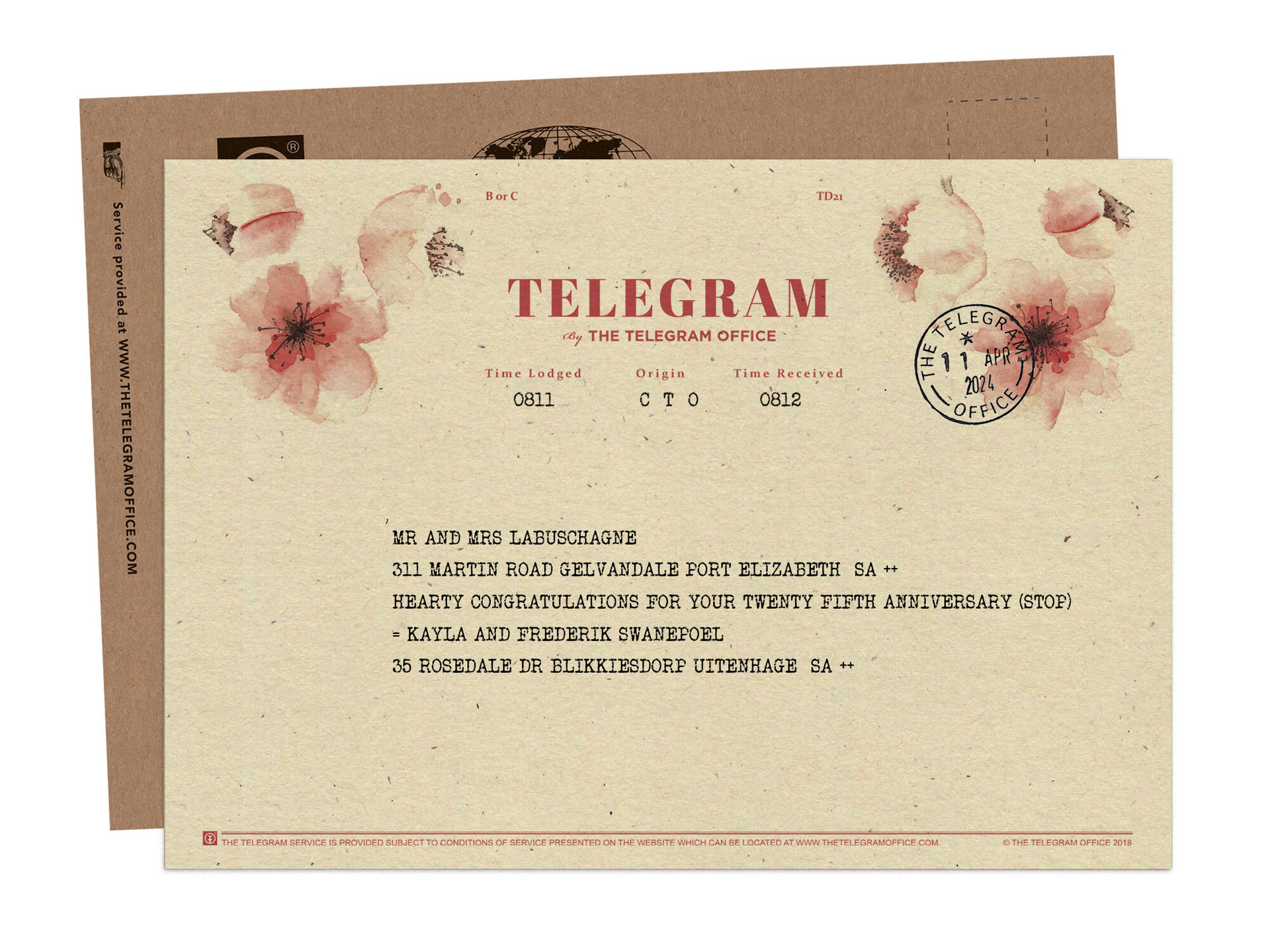 Send Greetings by Telegram - Floral