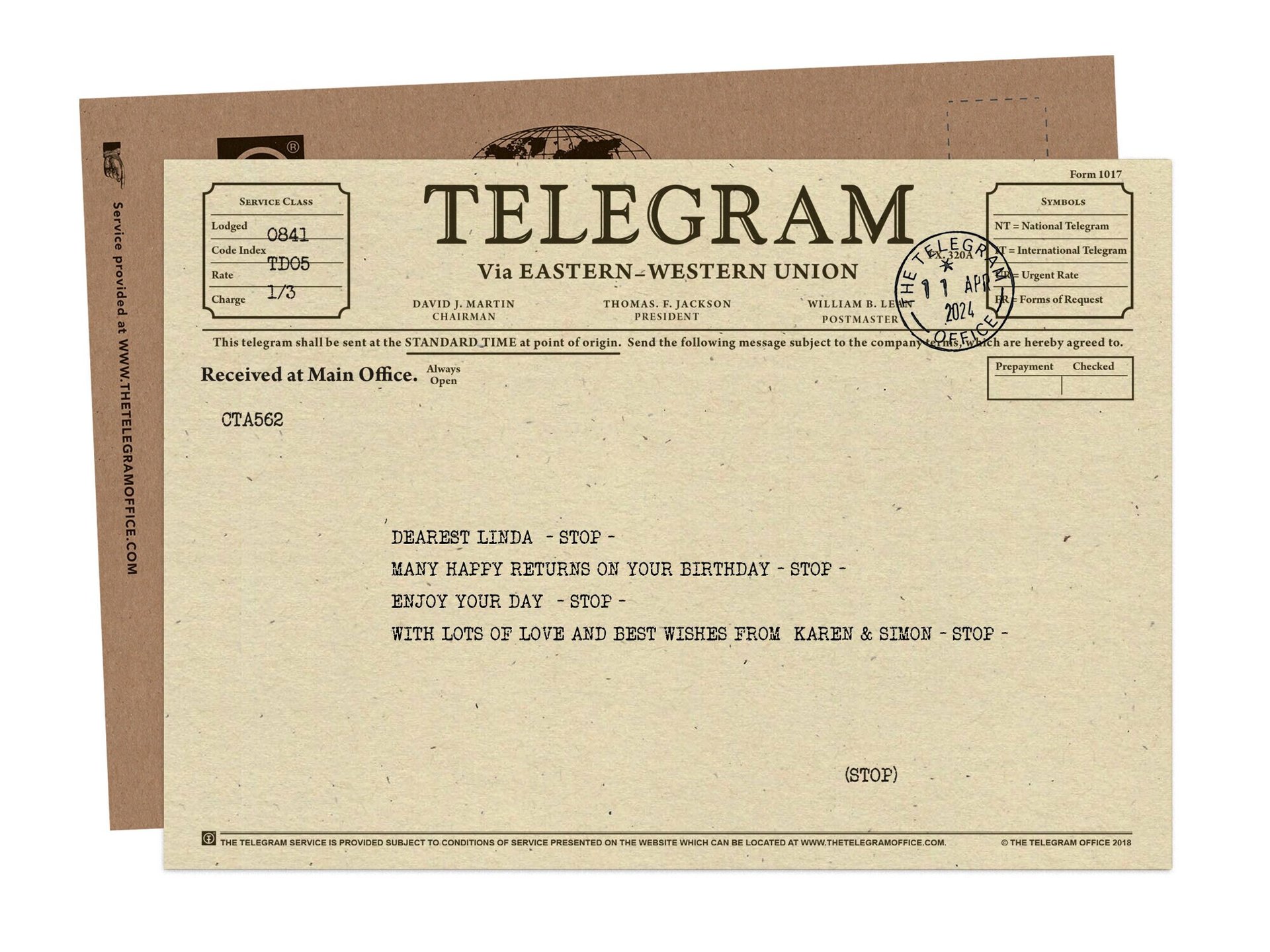 Send Greetings by Telegram - Eastern-Western Union